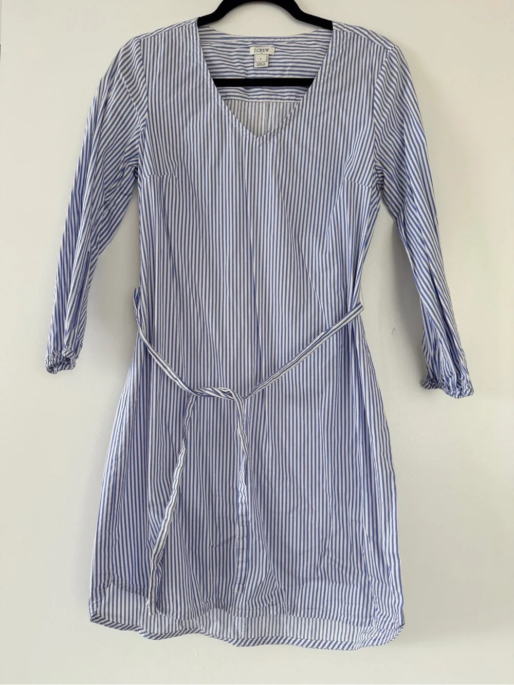 J. Crew Blue and White Striped Poplin Dress